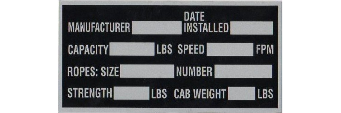 Elevator Code Data Plates