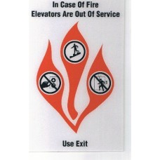 In Case of Fire Sign, 5" x 8", Appendix H Pictogram, Plastic