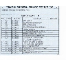 Test Tag for Traction Elevator, Category 5