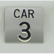 Elevator Identification Plate, Stainless Steel 4 x 4 ''CAR 3''