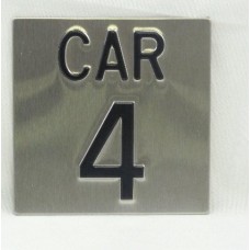 Elevator Identification Plate, Stainless Steel 4 x 4 ''CAR 4''