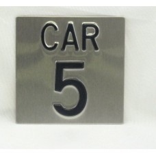 Elevator Identification Plate, Stainless Steel 4 x 4 ''CAR 5''
