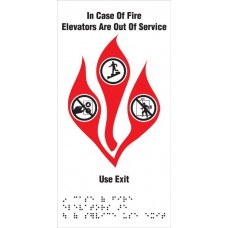 In Case of Fire Sign, 5" x 10", Appendix H Pictogram with Braille